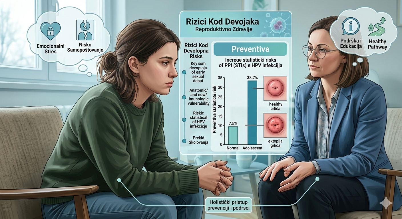 Ilustracija ranog stupanja žena u seks.